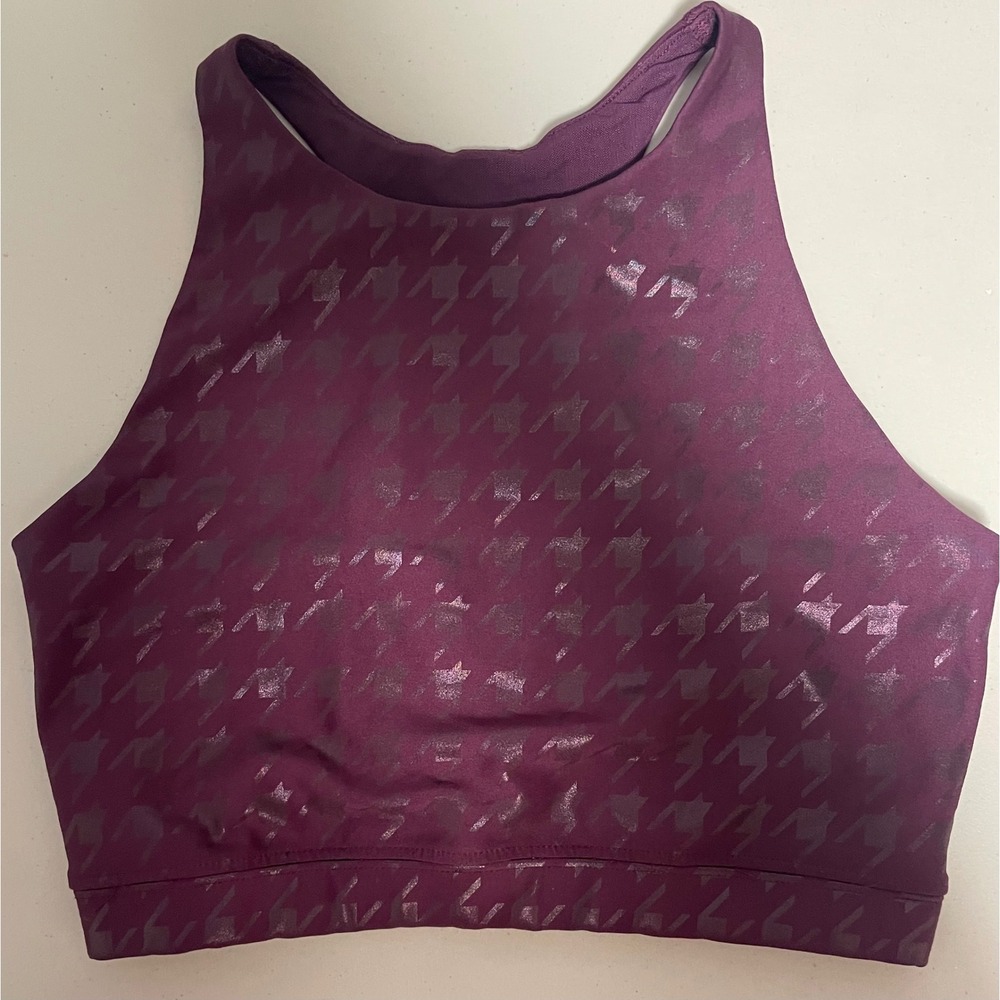 Peloton Womens High Neck Racerback Sports Bra Plum Purple Metallic Size Small